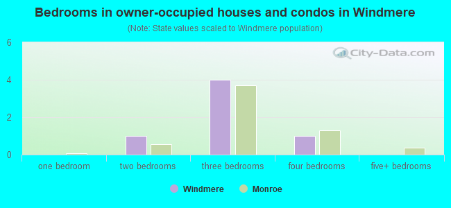 Bedrooms in owner-occupied houses and condos in Windmere