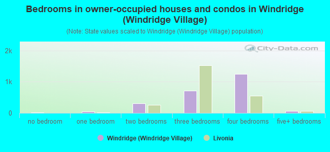 Bedrooms in owner-occupied houses and condos in Windridge (Windridge Village)