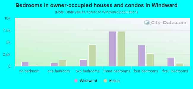 Bedrooms in owner-occupied houses and condos in Windward