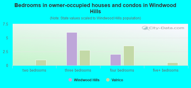 Bedrooms in owner-occupied houses and condos in Windwood Hills