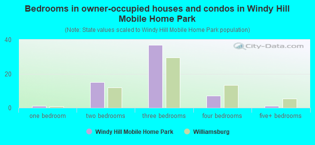 Bedrooms in owner-occupied houses and condos in Windy Hill Mobile Home Park