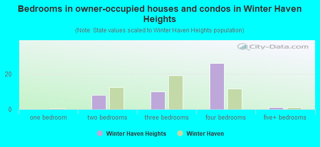 Bedrooms in owner-occupied houses and condos in Winter Haven Heights