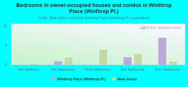 Bedrooms in owner-occupied houses and condos in Winthrop Place (Winthrop Pl.)