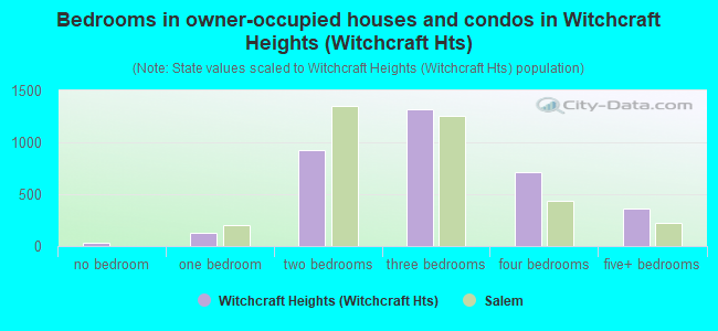 Bedrooms in owner-occupied houses and condos in Witchcraft Heights (Witchcraft Hts)