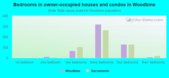 Bedrooms in owner-occupied houses and condos in Woodbine