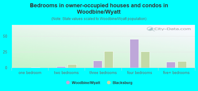Bedrooms in owner-occupied houses and condos in Woodbine/Wyatt
