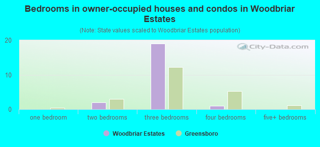 Bedrooms in owner-occupied houses and condos in Woodbriar Estates