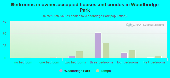Bedrooms in owner-occupied houses and condos in Woodbridge Park