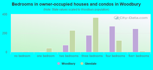 Bedrooms in owner-occupied houses and condos in Woodbury