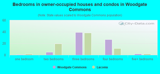 Bedrooms in owner-occupied houses and condos in Woodgate Commons