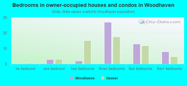 Bedrooms in owner-occupied houses and condos in Woodhaven