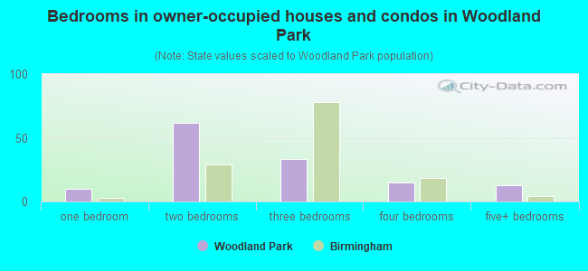 Bedrooms in owner-occupied houses and condos in Woodland Park