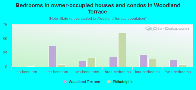 Bedrooms in owner-occupied houses and condos in Woodland Terrace