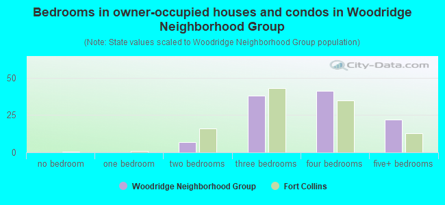 Bedrooms in owner-occupied houses and condos in Woodridge Neighborhood Group