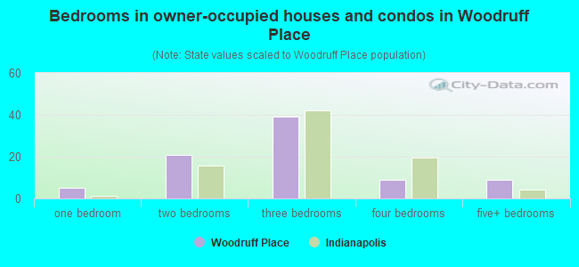 Bedrooms in owner-occupied houses and condos in Woodruff Place