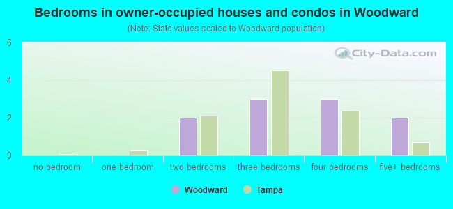 Bedrooms in owner-occupied houses and condos in Woodward