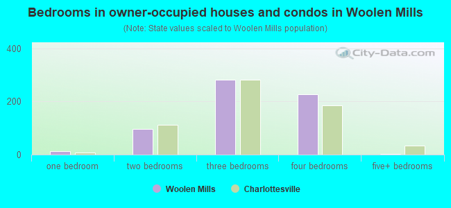 Bedrooms in owner-occupied houses and condos in Woolen Mills