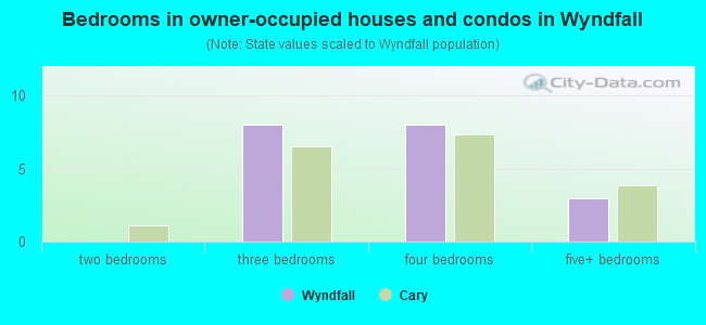 Bedrooms in owner-occupied houses and condos in Wyndfall