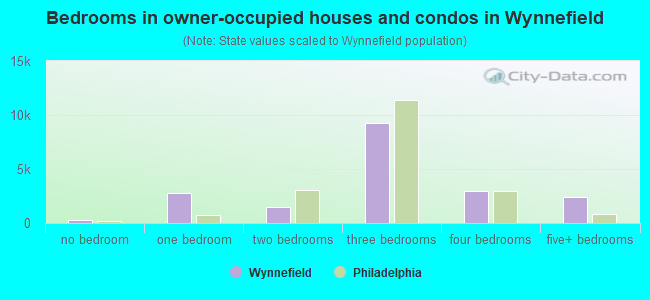 Bedrooms in owner-occupied houses and condos in Wynnefield