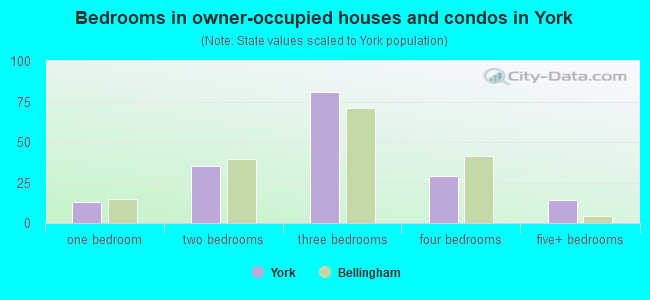 Bedrooms in owner-occupied houses and condos in York