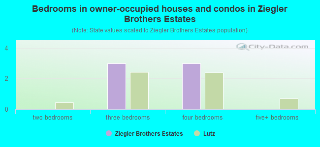 Bedrooms in owner-occupied houses and condos in Ziegler Brothers Estates