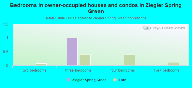 Bedrooms in owner-occupied houses and condos in Ziegler Spring Green