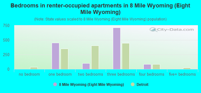 Bedrooms in renter-occupied apartments in 8 Mile Wyoming (Eight Mile Wyoming)