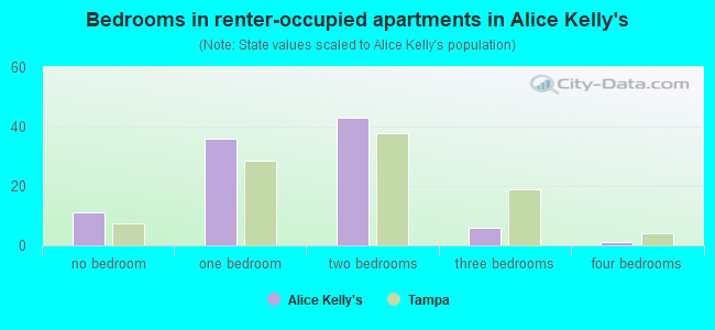 Bedrooms in renter-occupied apartments in Alice Kelly's