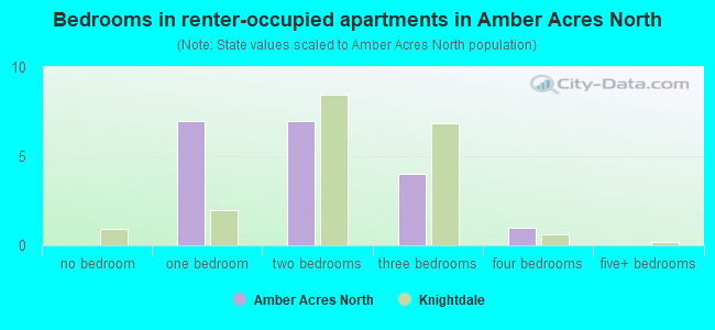 Bedrooms in renter-occupied apartments in Amber Acres North