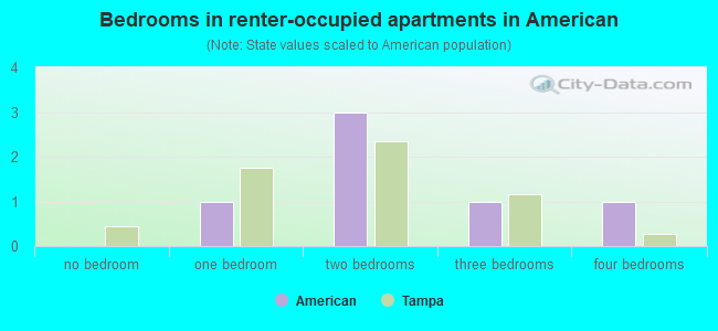 Bedrooms in renter-occupied apartments in American