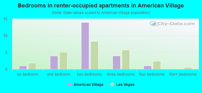 Bedrooms in renter-occupied apartments in American Village