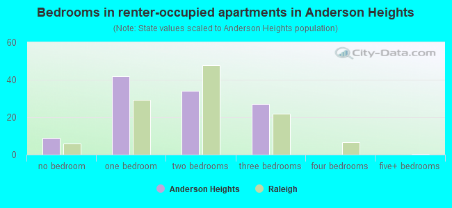 Bedrooms in renter-occupied apartments in Anderson Heights