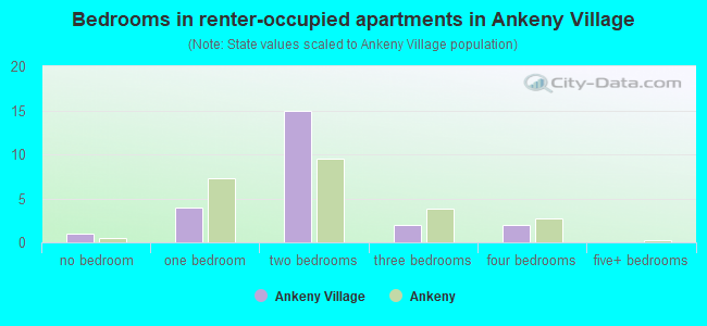 Bedrooms in renter-occupied apartments in Ankeny Village