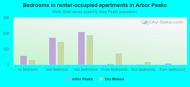 Bedrooms in renter-occupied apartments in Arbor Peaks