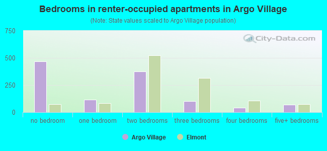 Bedrooms in renter-occupied apartments in Argo Village