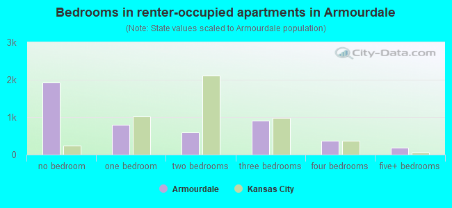 Bedrooms in renter-occupied apartments in Armourdale