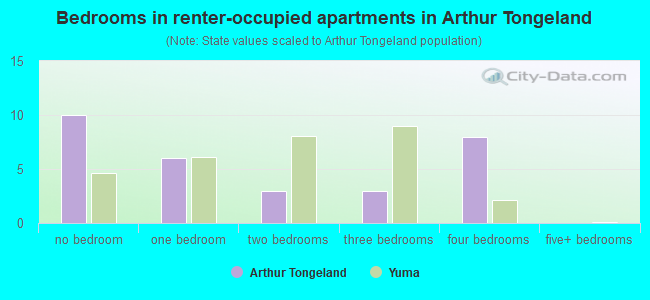 Bedrooms in renter-occupied apartments in Arthur Tongeland