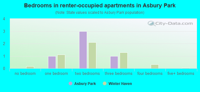 Bedrooms in renter-occupied apartments in Asbury Park