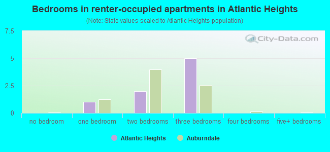 Bedrooms in renter-occupied apartments in Atlantic Heights