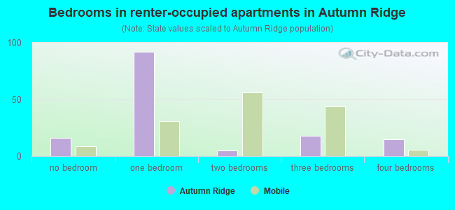 Bedrooms in renter-occupied apartments in Autumn Ridge