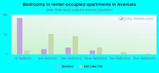 Bedrooms in renter-occupied apartments in Avenues