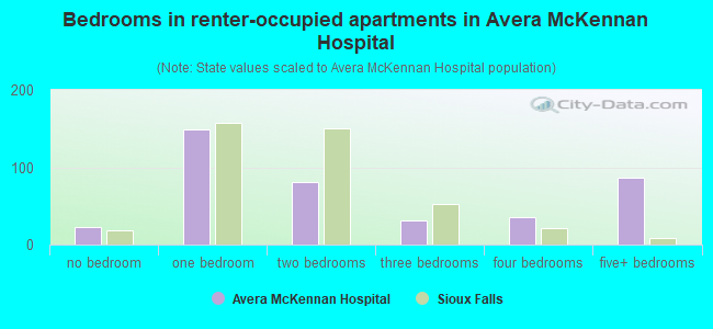 Bedrooms in renter-occupied apartments in Avera McKennan Hospital