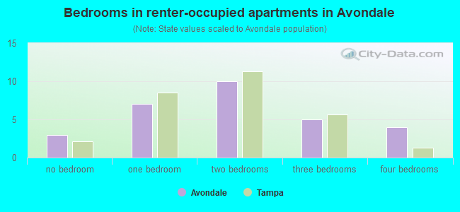 Bedrooms in renter-occupied apartments in Avondale