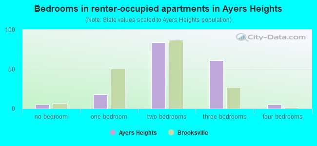 Bedrooms in renter-occupied apartments in Ayers Heights