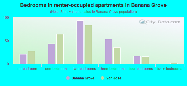 Bedrooms in renter-occupied apartments in Banana Grove