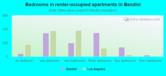 Bedrooms in renter-occupied apartments in Bandini