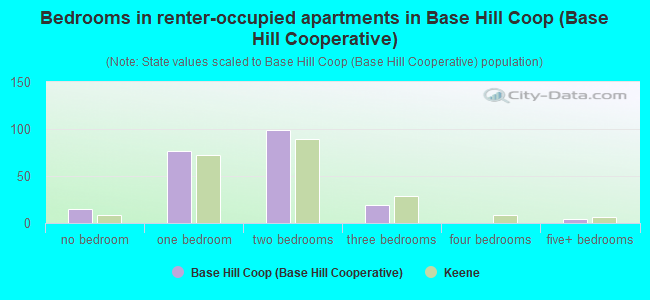 Bedrooms in renter-occupied apartments in Base Hill Coop (Base Hill Cooperative)
