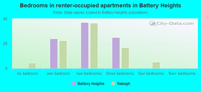 Bedrooms in renter-occupied apartments in Battery Heights