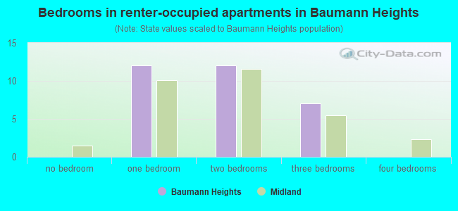 Bedrooms in renter-occupied apartments in Baumann Heights