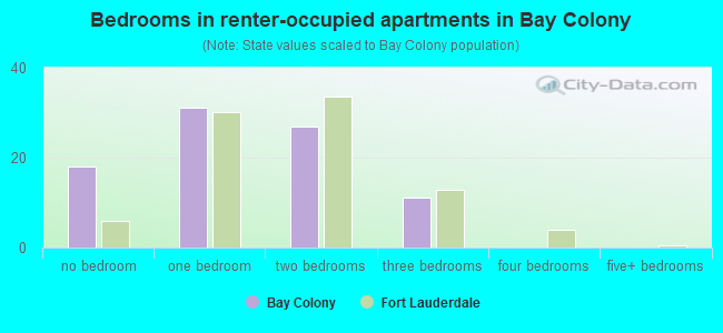 Bedrooms in renter-occupied apartments in Bay Colony